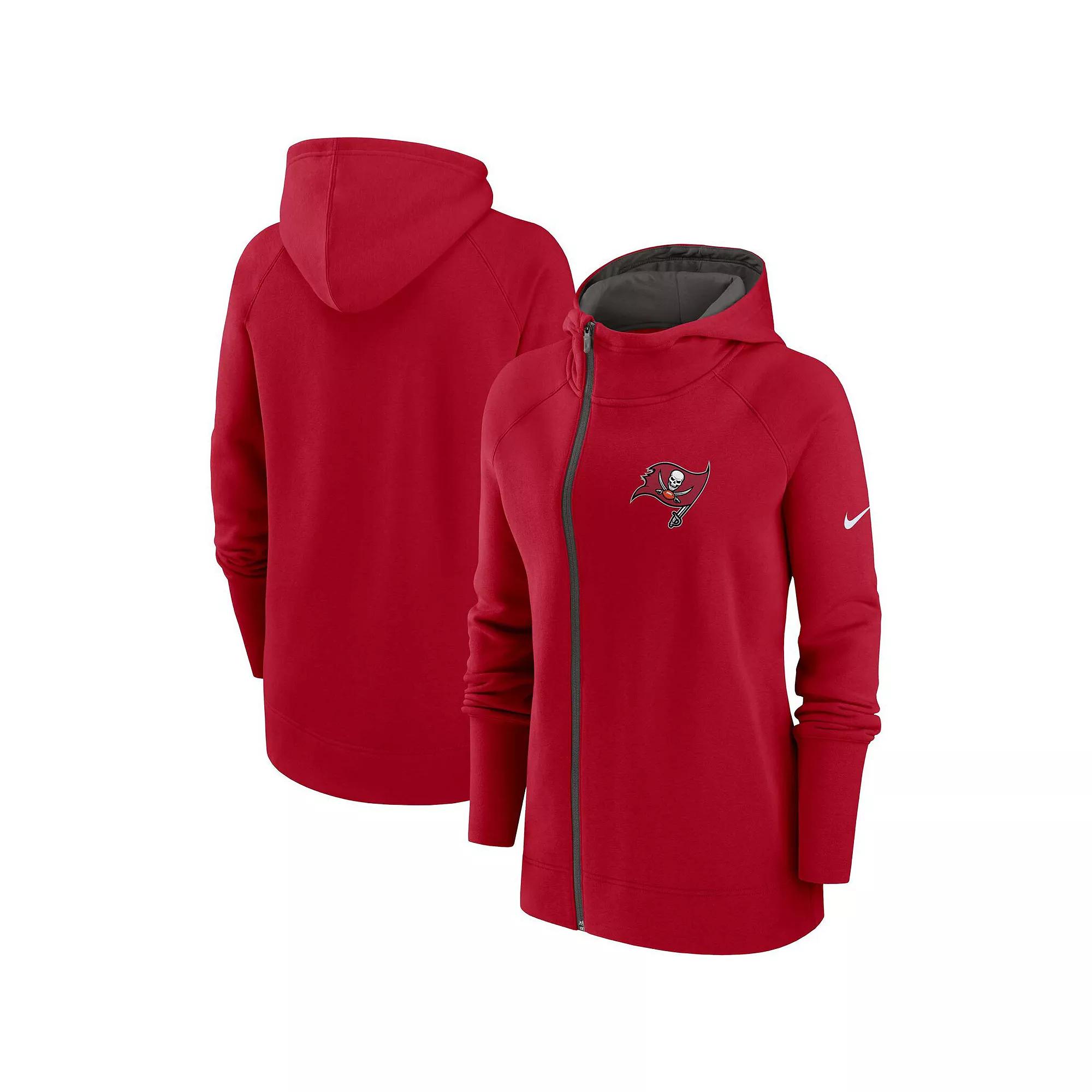 Women's Nike  Red Tampa Bay Buccaneers Asymmetrical Raglan Full-Zip Hoodie, Size: Small Product Image