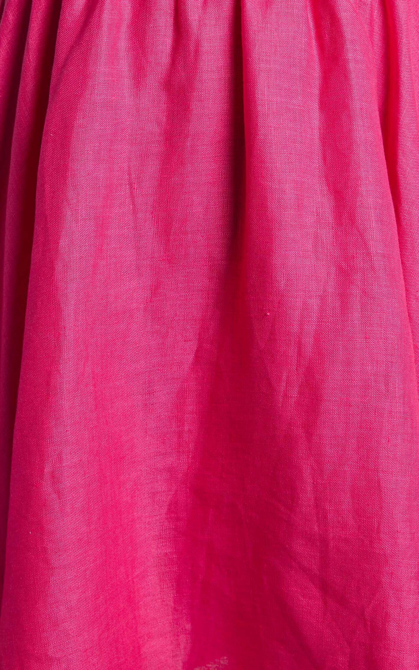 Amalie The Label - Hamyya Linen Tie Back Puff Sleeve Mini Linen Dress in Magenta Product Image