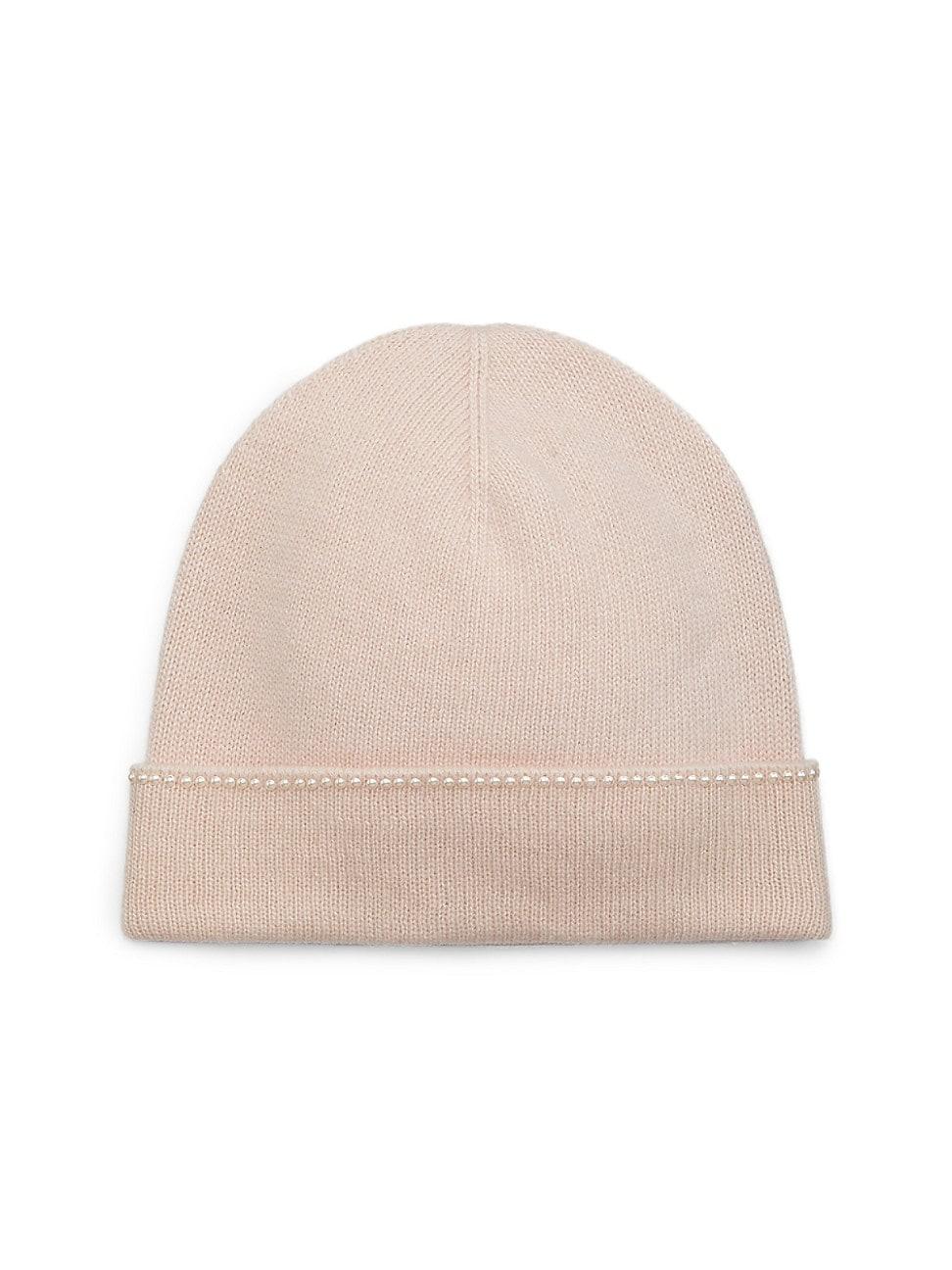 Womens Cashmere & Imitation Pearl Beanie Product Image