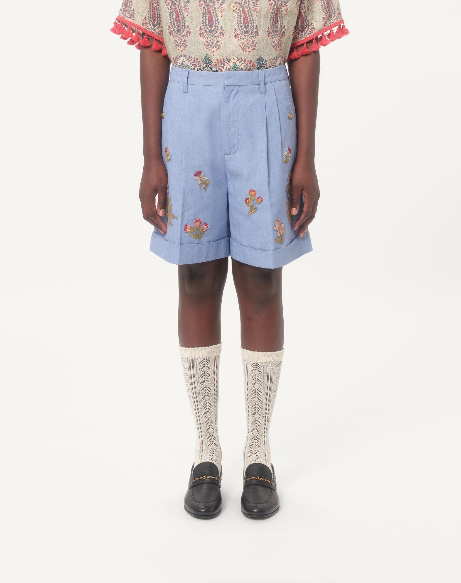 Denim Bermuda Shorts With Embroidery Product Image