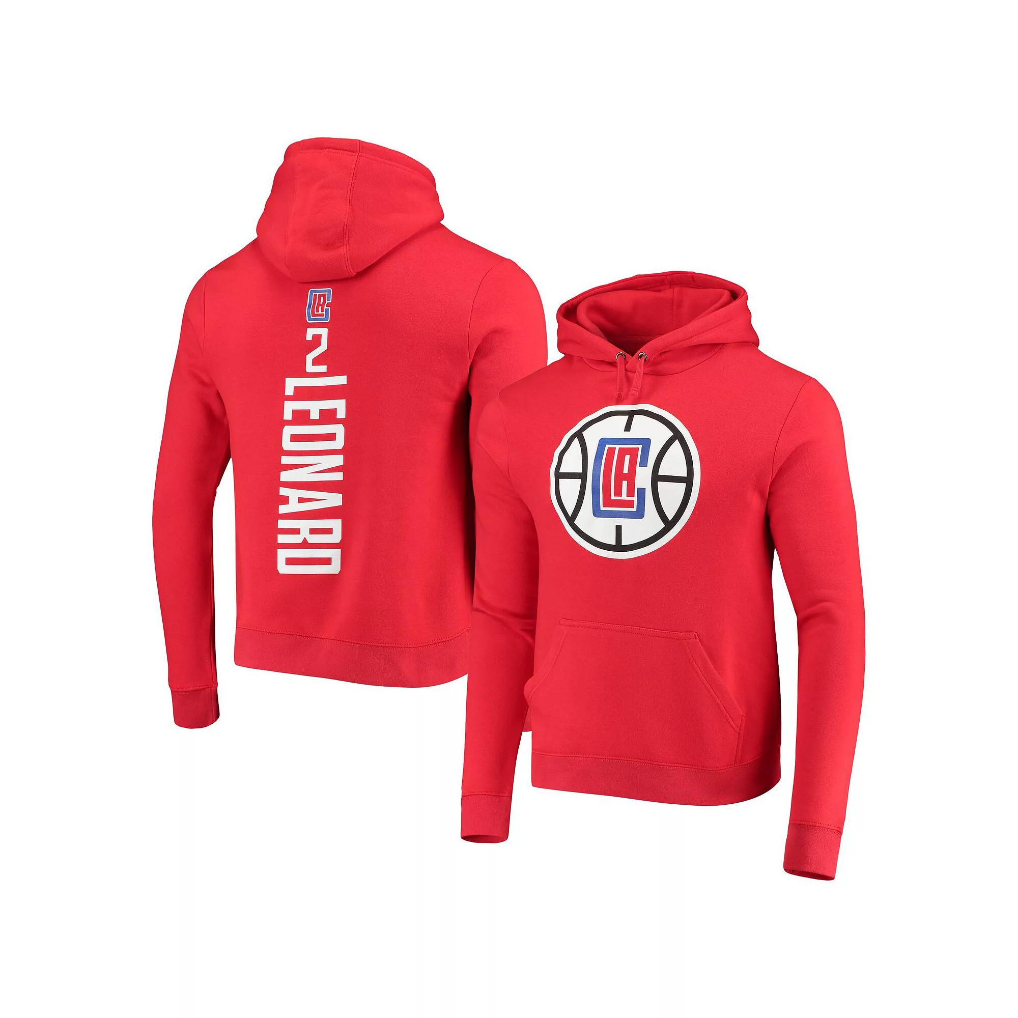 Men's Fanatics Branded Kawhi Leonard Red LA Clippers Playmaker Name & Number Fitted Pullover Hoodie, Size: Large Product Image