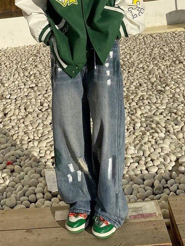 Men's Distressed Splash Loose Jeans Product Image