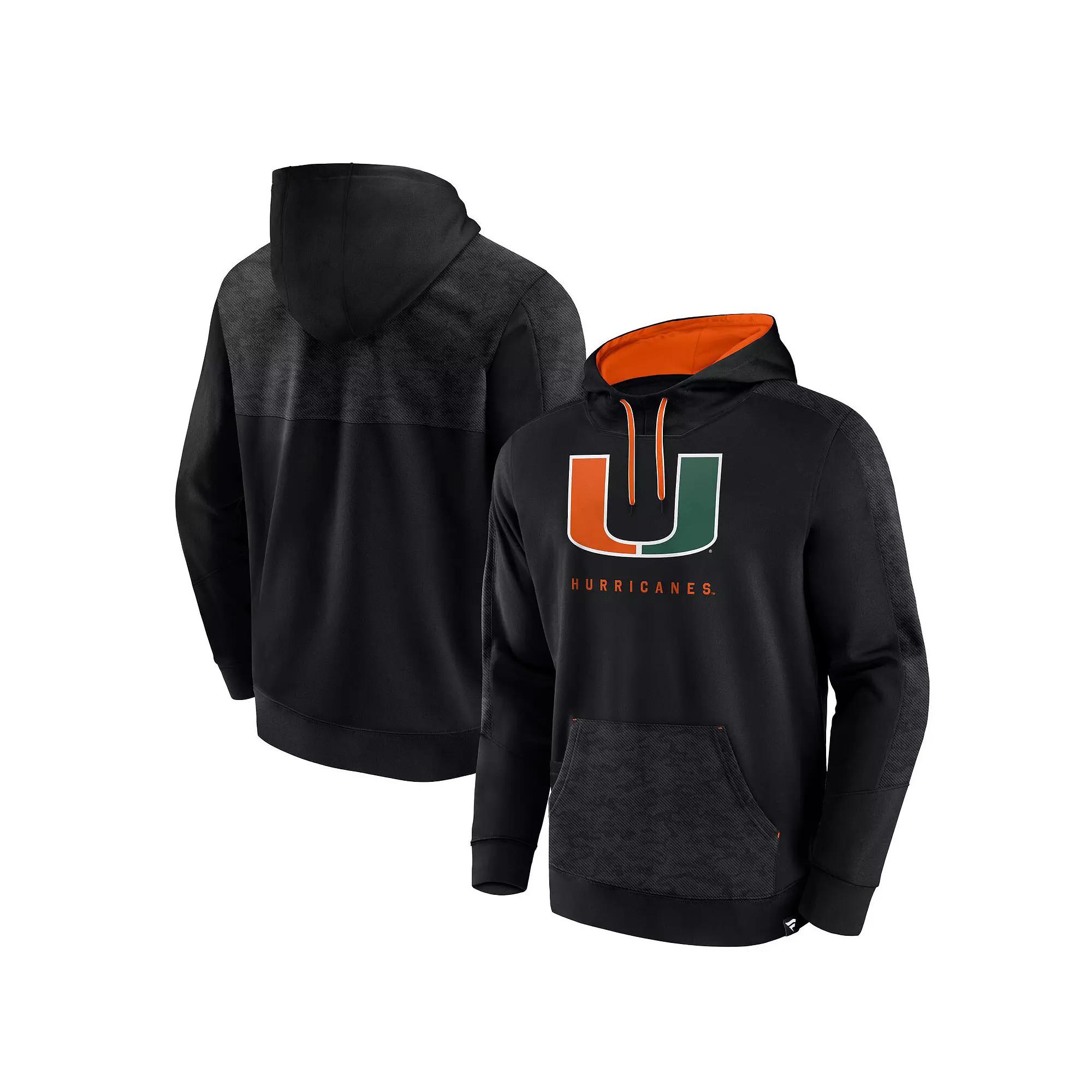 Men's Fanatics Branded Black Miami Hurricanes Defender Pullover Hoodie, Size: Medium Product Image