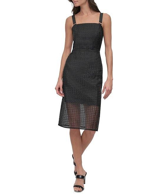 DKNY by Donna Karan Organza Eyelet Sleeveless Dress Product Image