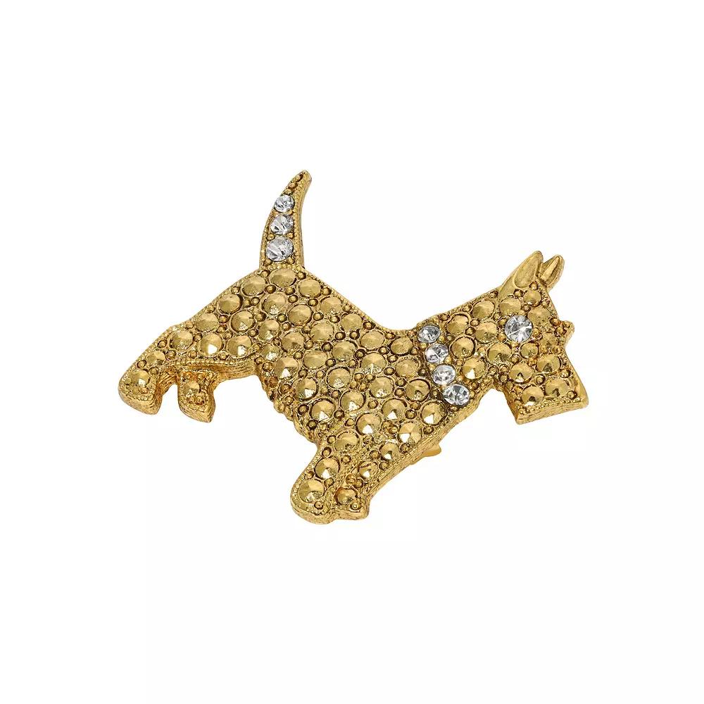 1928 Crystal Scottish Terrier Pin, Womens, Yellow Product Image