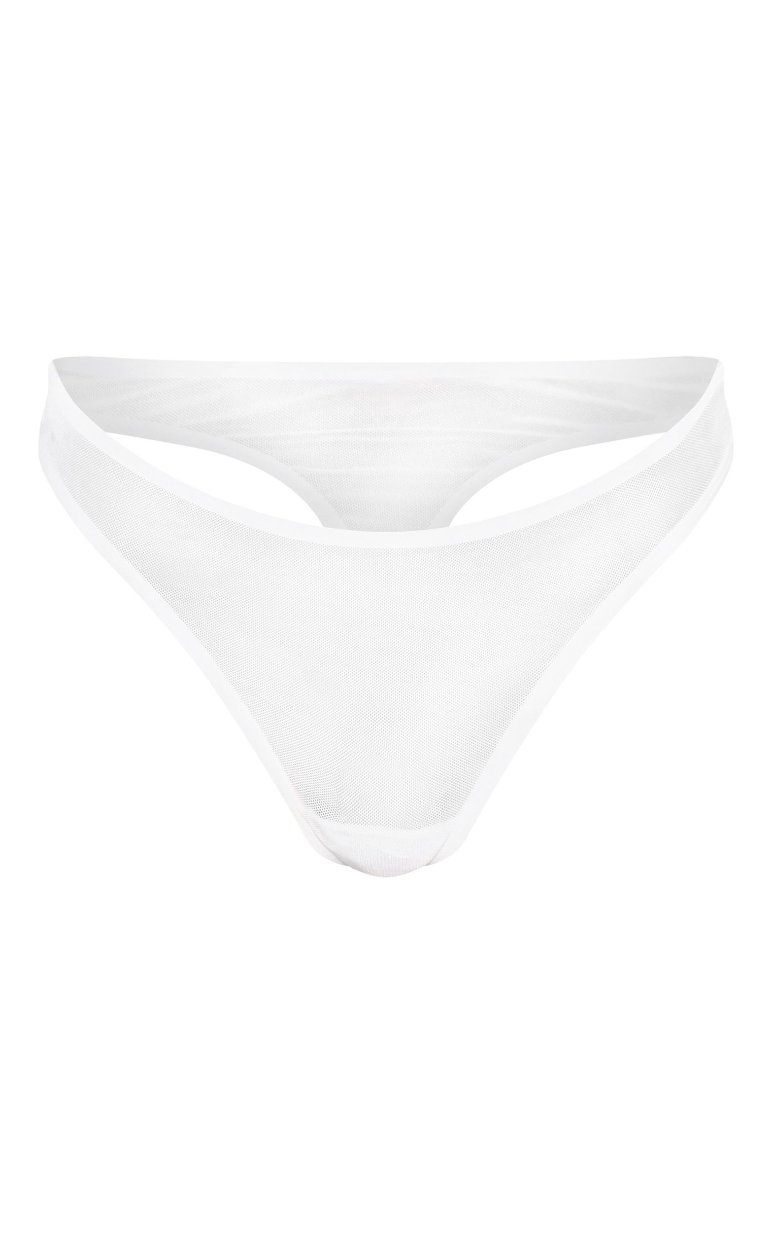 White Mesh Basic Thong Product Image