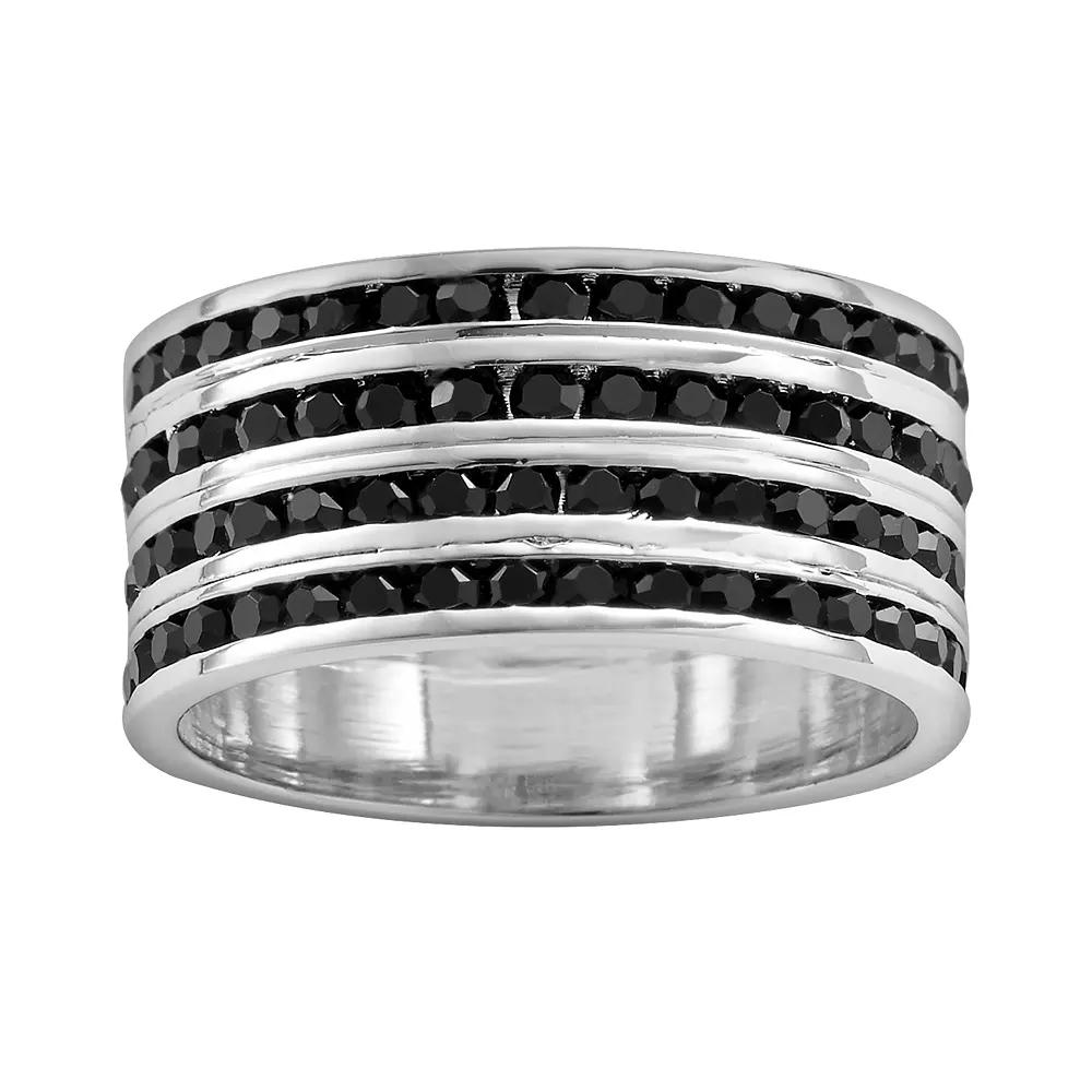 Traditions Jewelry Company Sterling Silver Crystal Eternity Ring, Women's, Size: 9, Black Product Image