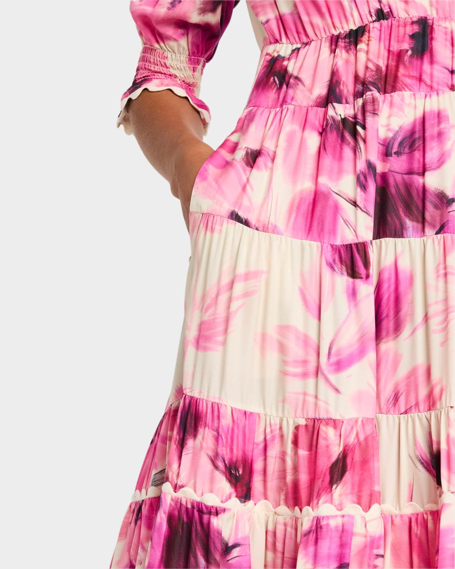 Daphne Tiered Floral-Print Midi Dress Product Image