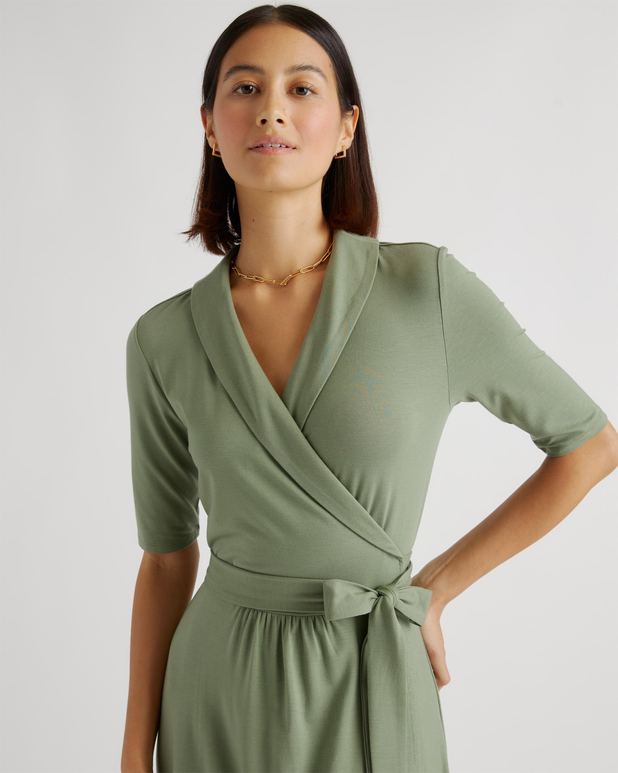 Quince | Women's Tencel Jersey Midi Wrap Dress Size XS Product Image