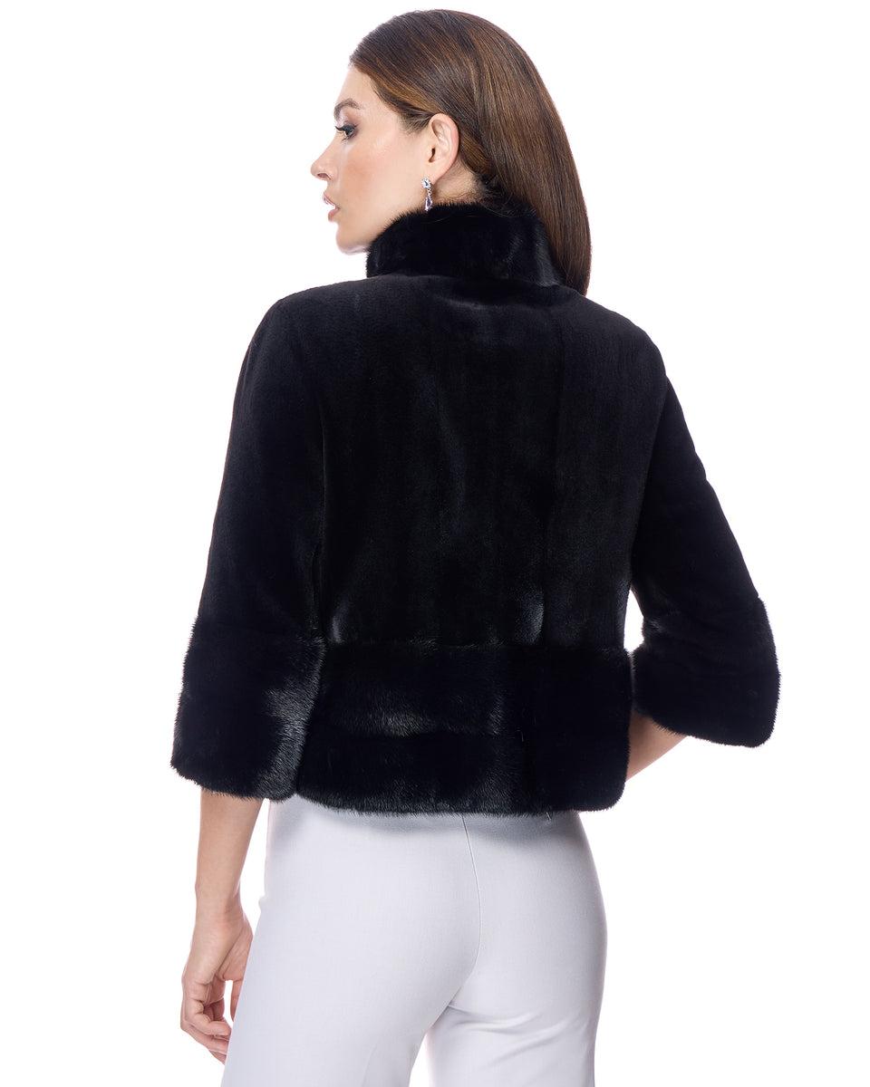 Sheared Mink Bolero With Long Hair trim Product Image
