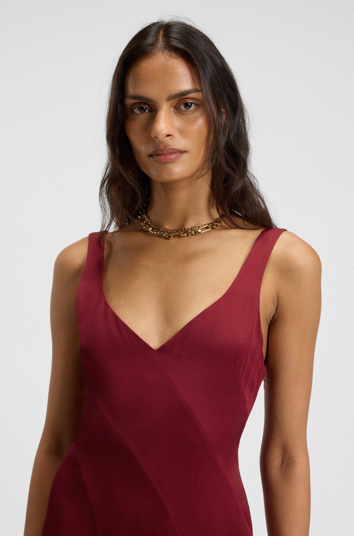 Satin slip dress with silk-organza inserts Product Image