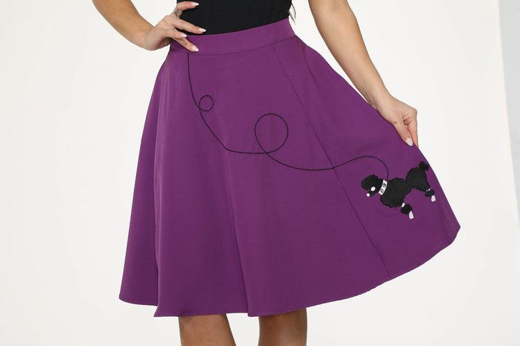Purple Black Embroidered Poodle Swing Skirt Product Image