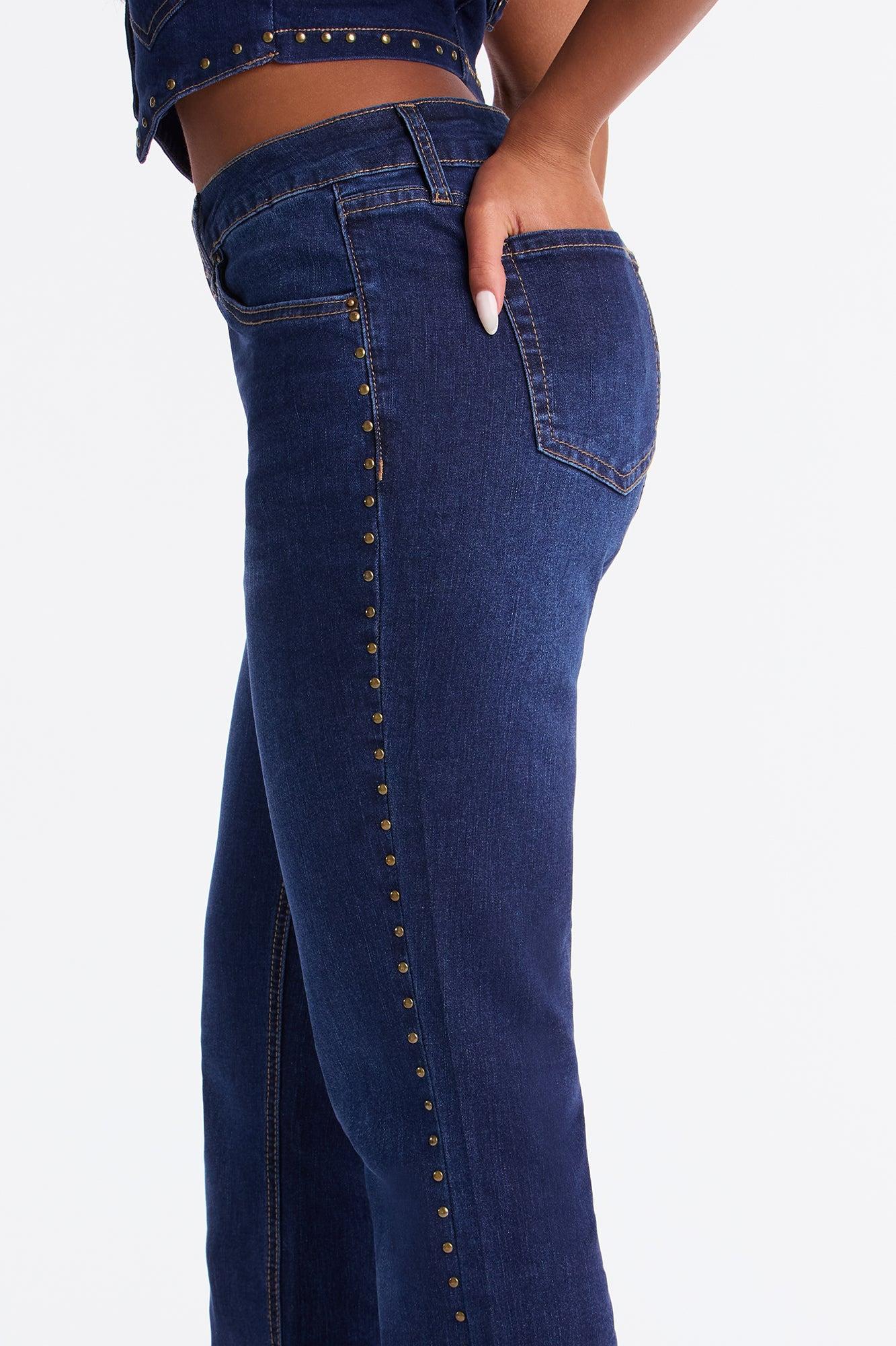 Pierce My Heart Embellished Bootcut Jeans - Dark Wash Female Product Image