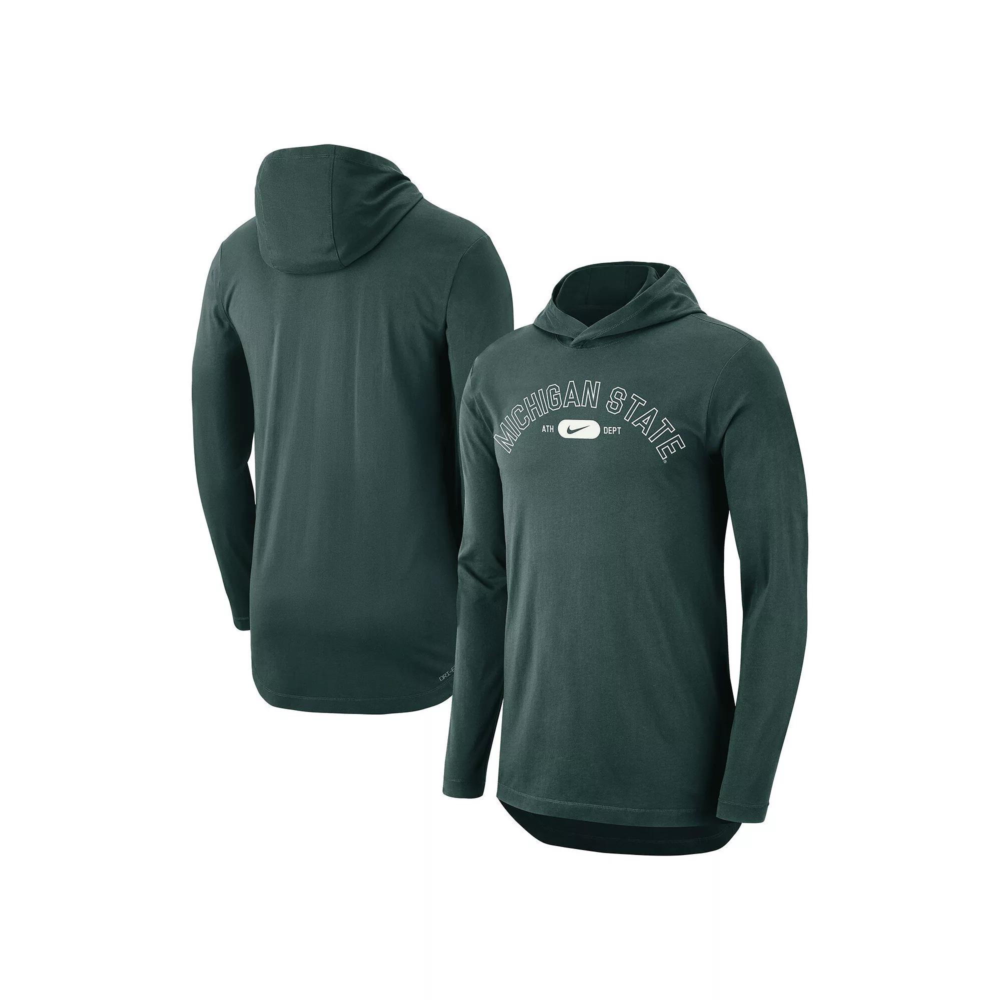 Men's Nike Green Michigan State Spartans Campus Performance Tri-Blend Long Sleeve Hoodie T-Shirt, Size: Large Product Image