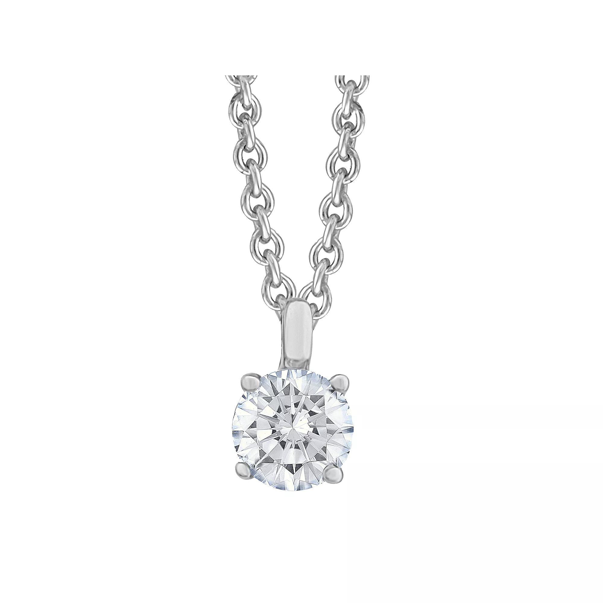 Diamond Medley 14k White Gold 1/6 Carat T.W. Lab-Grown Diamond Round Solitaire Pendant Necklace, Womens 14k Whgold Product Image