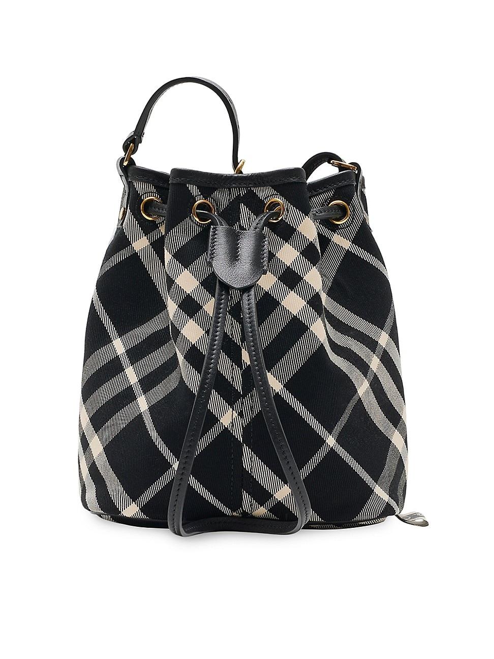 Womens Mini Check Cotton Twill Bucket Bag Product Image