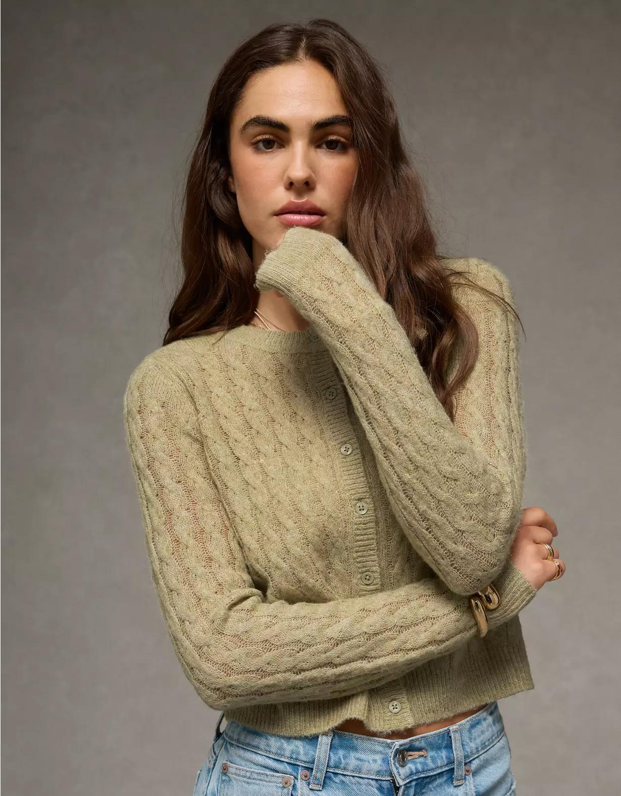 AE Whoa So Soft Button-Front Cardigan Product Image