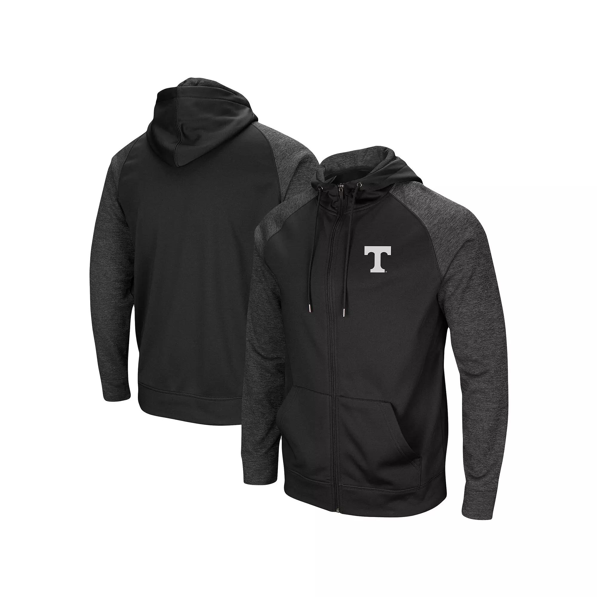 Men's Colosseum Black Oregon Ducks Big & Tall Blackout Raglan Full-Zip Hoodie,  Product Image