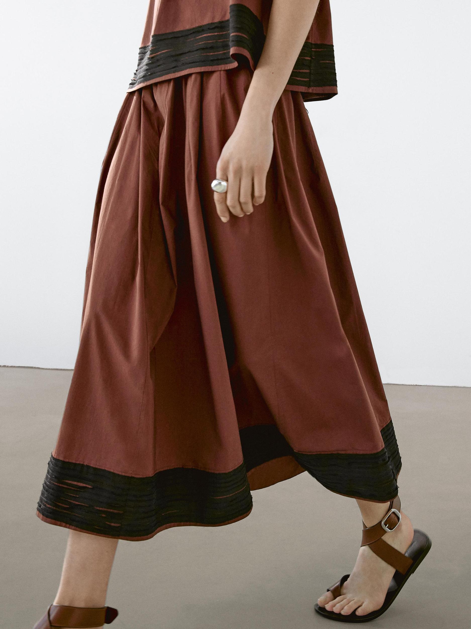 Flounce midi skirt with ribbon details Product Image