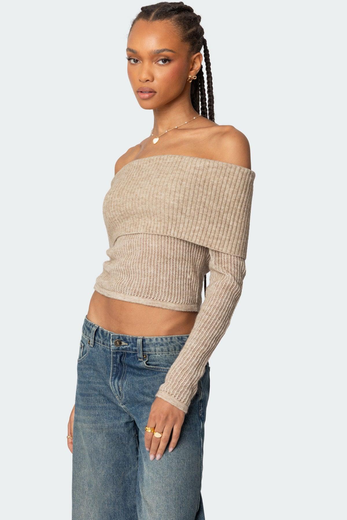 Lili Fold Over Knit Top Product Image