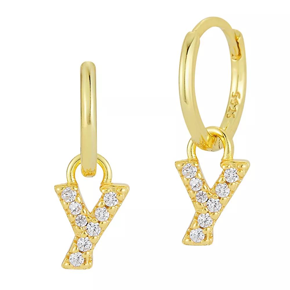 Sunkissed Sterling Cubic Zirconia 14k Gold Plated Initial Drop Earrings, Women's, Gold Tone Y Product Image