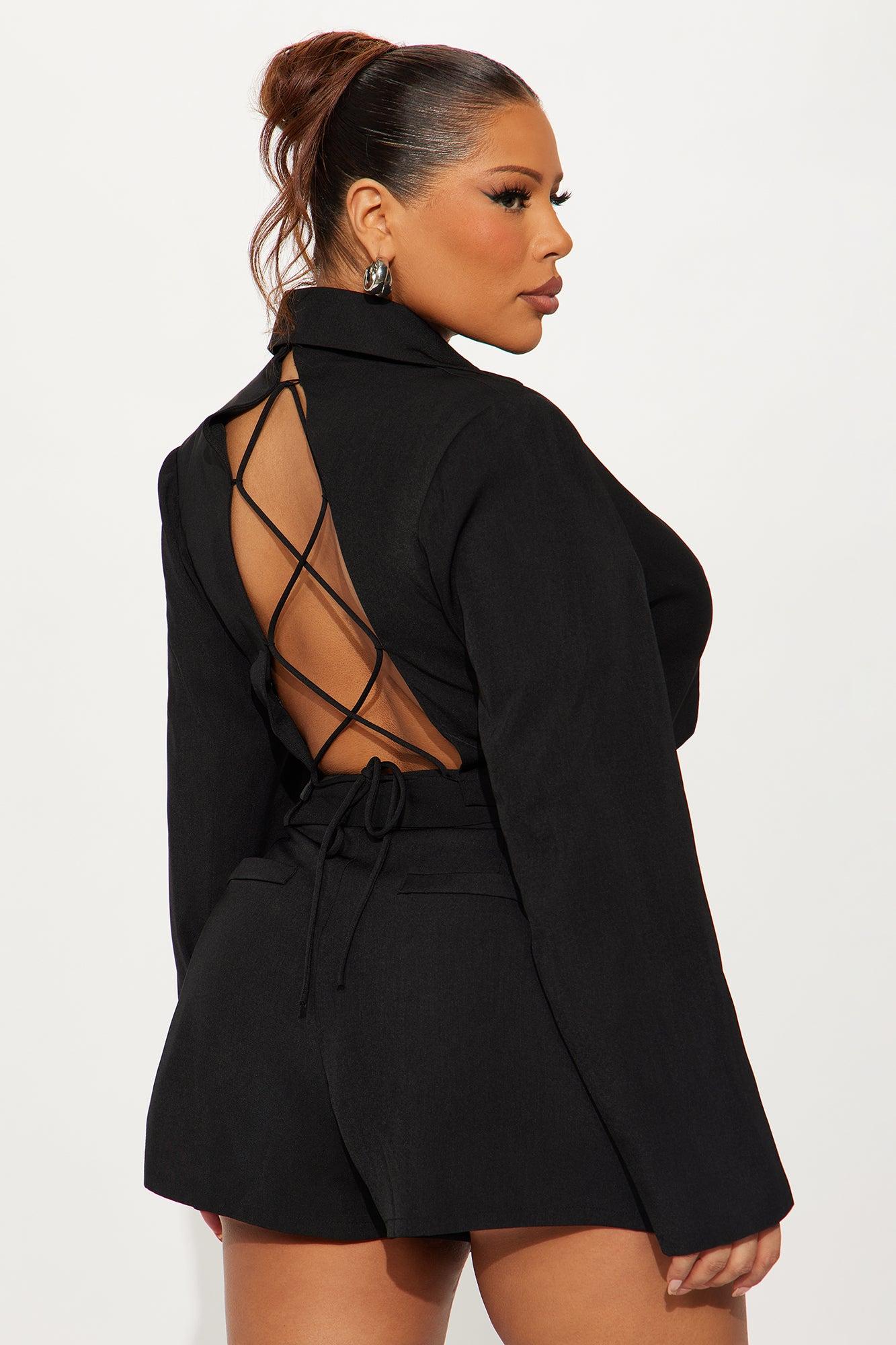 Pretty Business Cropped Blazer - Black Female Product Image