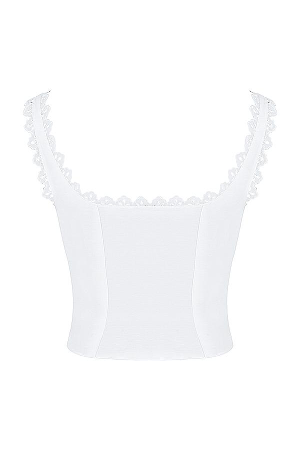 Mallie  white linen a-line mini skirt Product Image