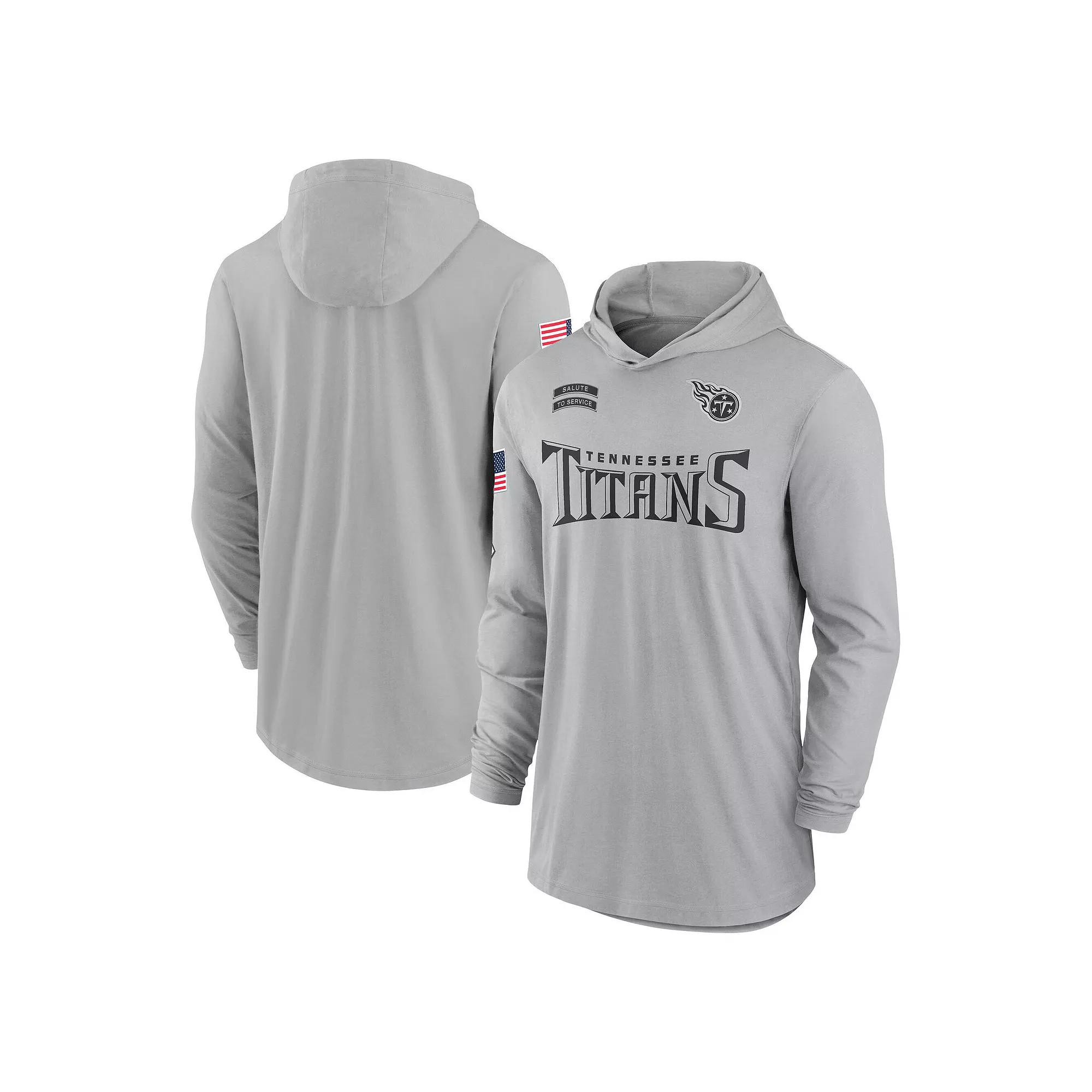 Men's Nike Gray Tennessee Titans 2024 Salute to Service Lightweight Performance Long Sleeve Hooded T-Shirt, Size: 3XL, Grey Product Image