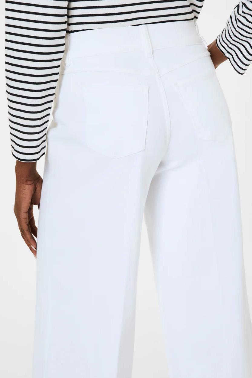 Cropped Wide Leg Jeans- White Product Image