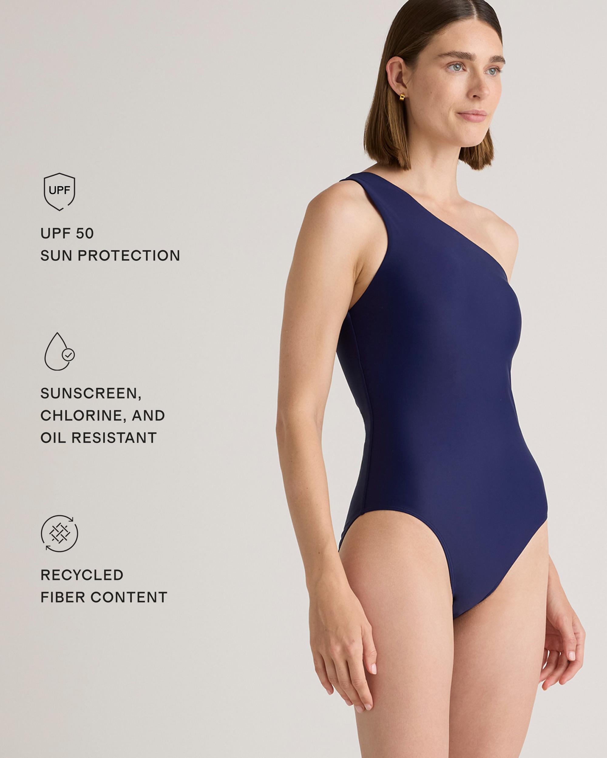 Quince | Women's Italian One Shoulder One-Piece Swimsuit Size XL, 78% Recycled Polyamide, 22% Spandex Product Image
