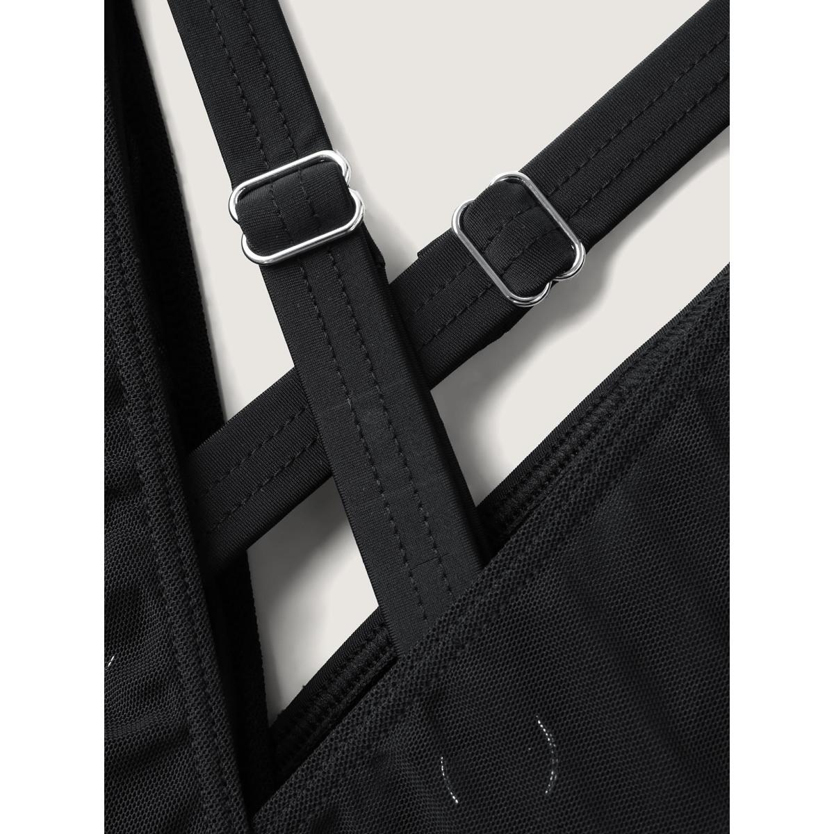 Plus Size Sheer Sleeve Fitted One-Piece Swimsuit Women's Swimwear Black Resort Patchwork Curve Bathing Suits High stretch One Pieces BloomChic 18-20/2X Product Image