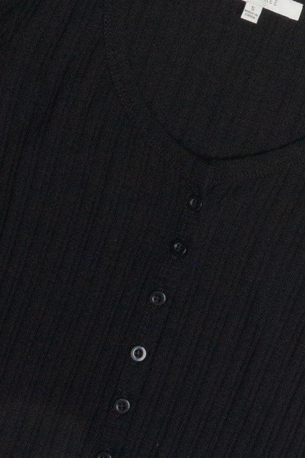 Black Button Down Crop Tee Product Image