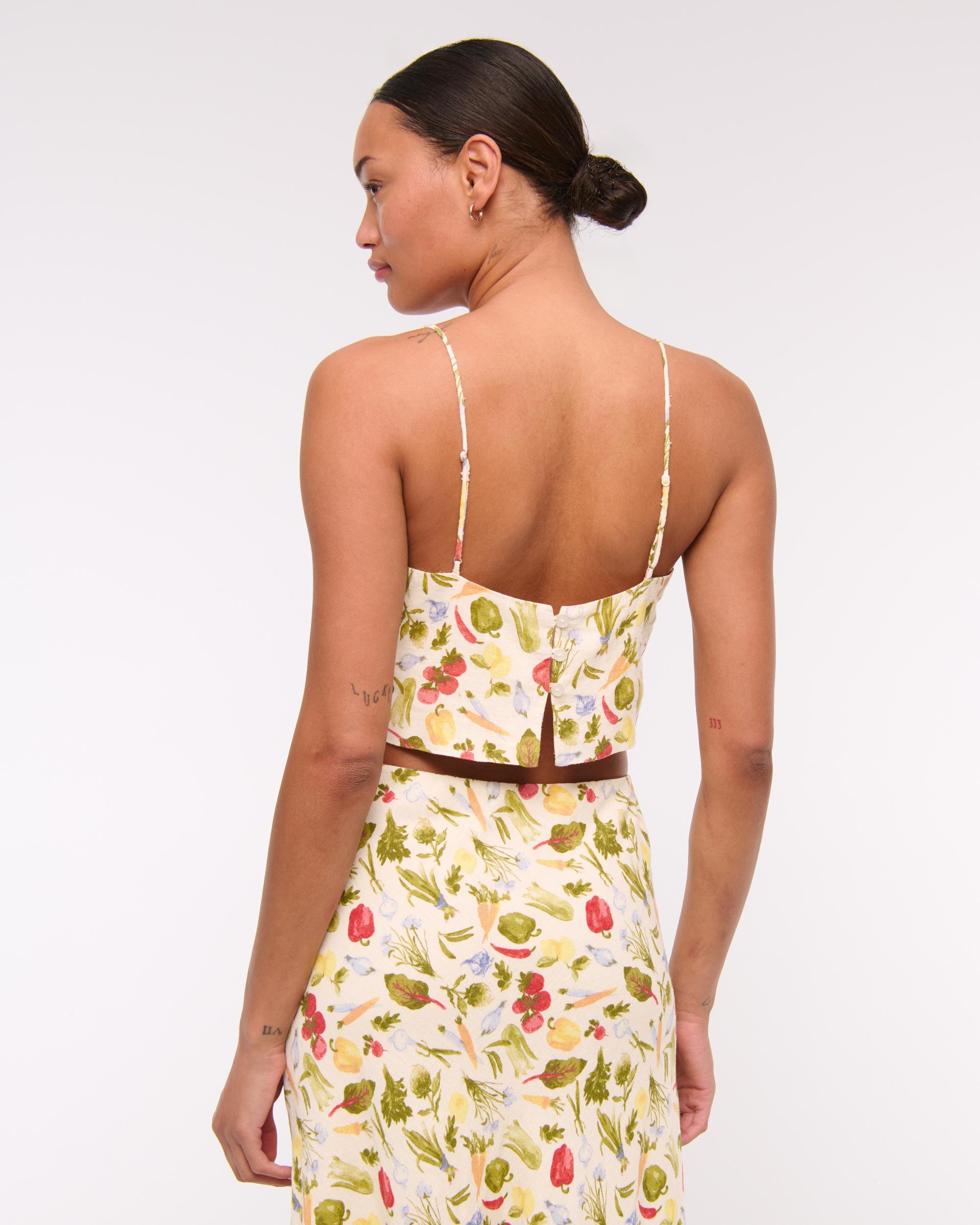 Cropped Linen-Blend Cami Product Image