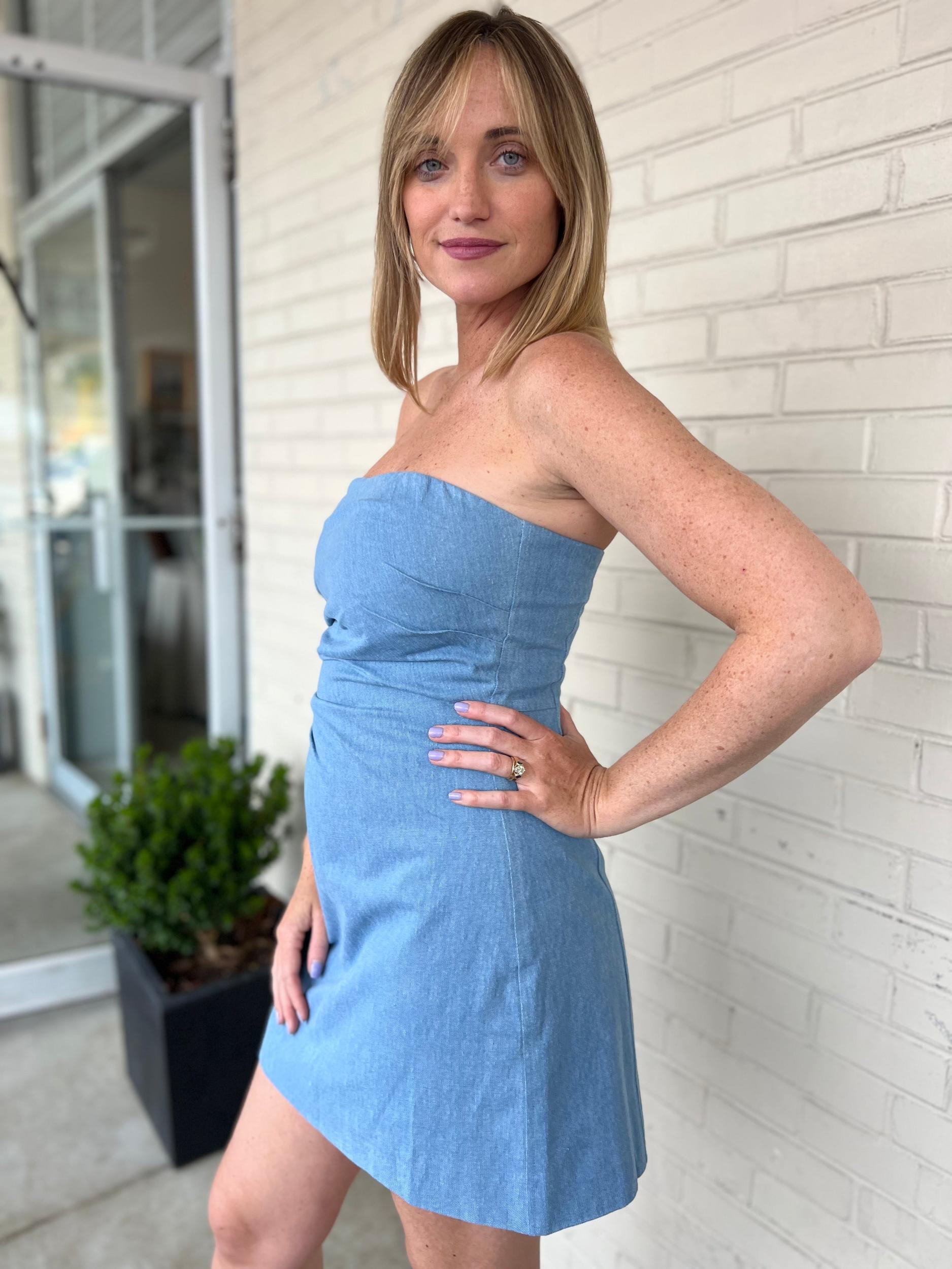 [ASTR The Label] Mazzei Denim Strapless Mini Dress Product Image