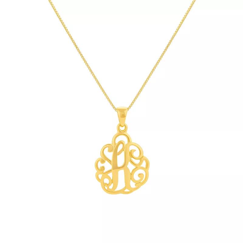 PRIMROSE Sterling Silver Monogram Initial Pendant Necklace, Women's, Size: 18", Gold Tone T Product Image