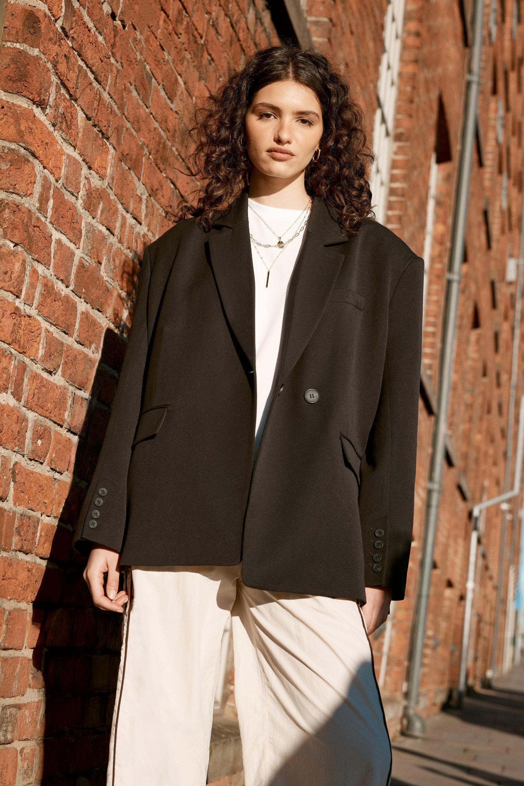 Essentials Tailored Oversized Double Button Blazer Product Image