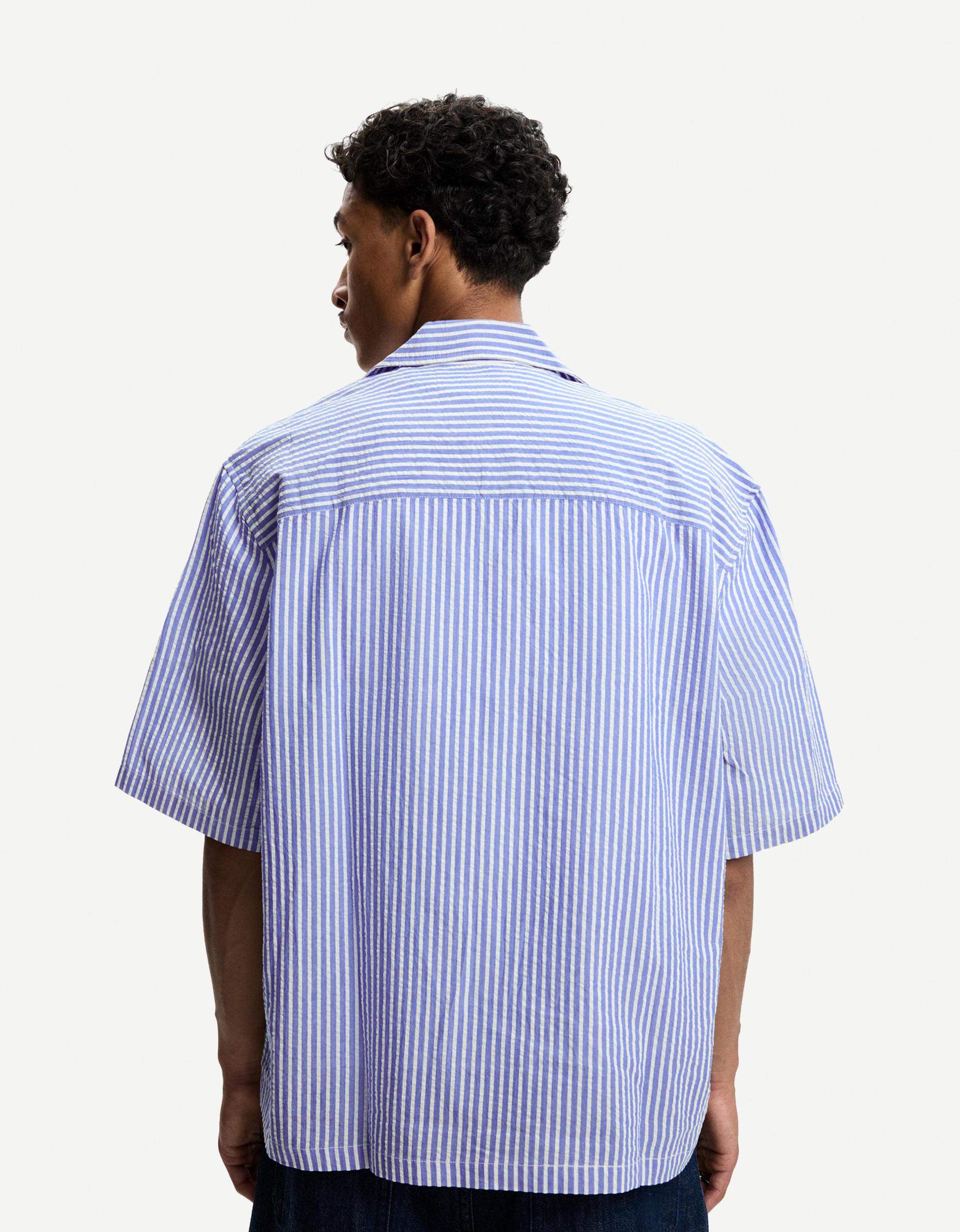 Textured striped boxy-fit short sleeve shirt Product Image