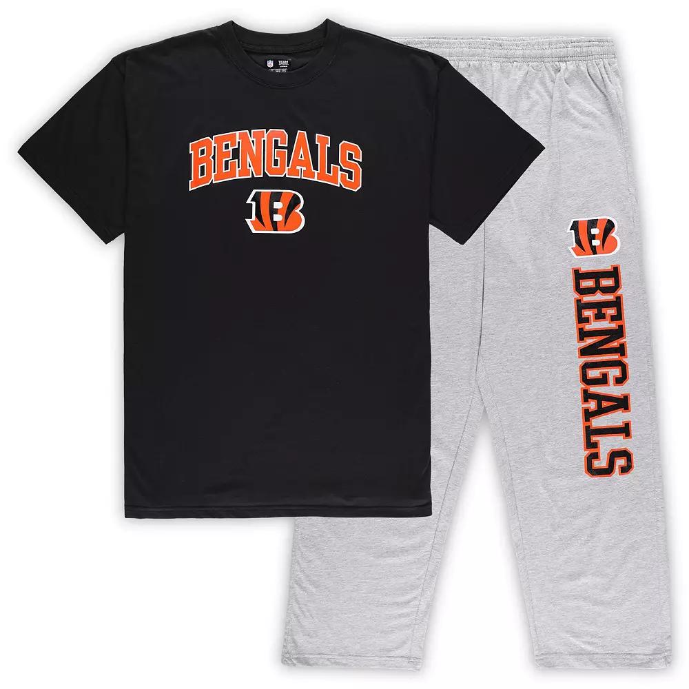 Men's Concepts Black/Heather Gray Sport Cincinnati Bengals Big & Tall T-Shirt & Pants Sleep Set,  Product Image