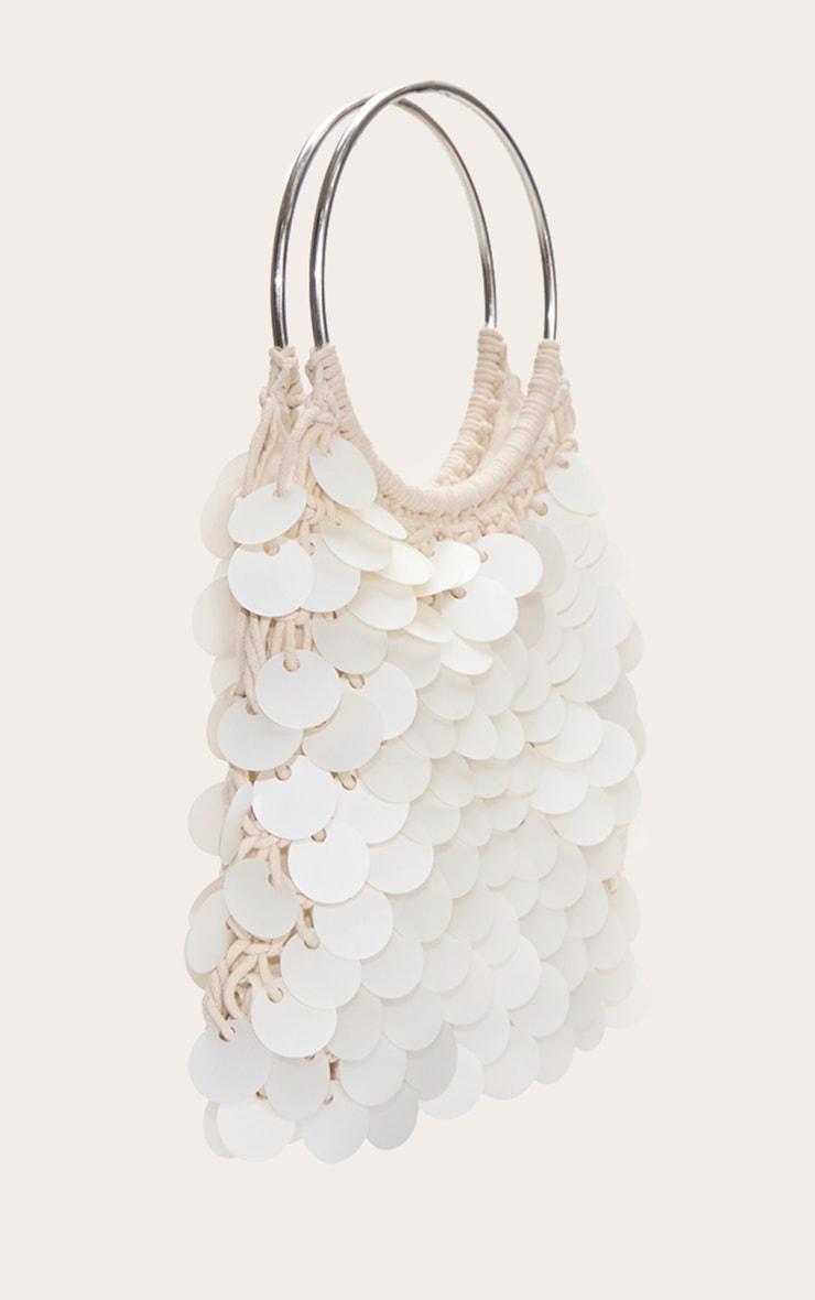 Cream Raffia Matte Sequin Handbag Product Image