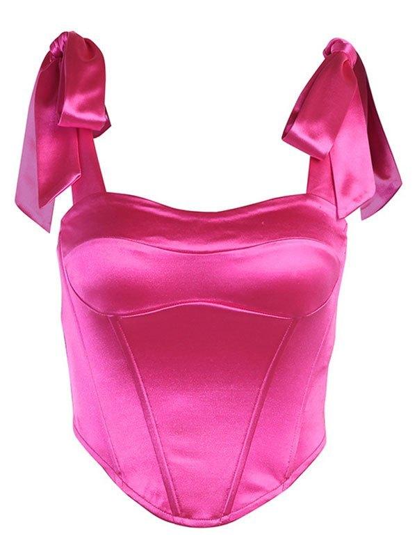 Satin Tie Strap Corset Top Product Image