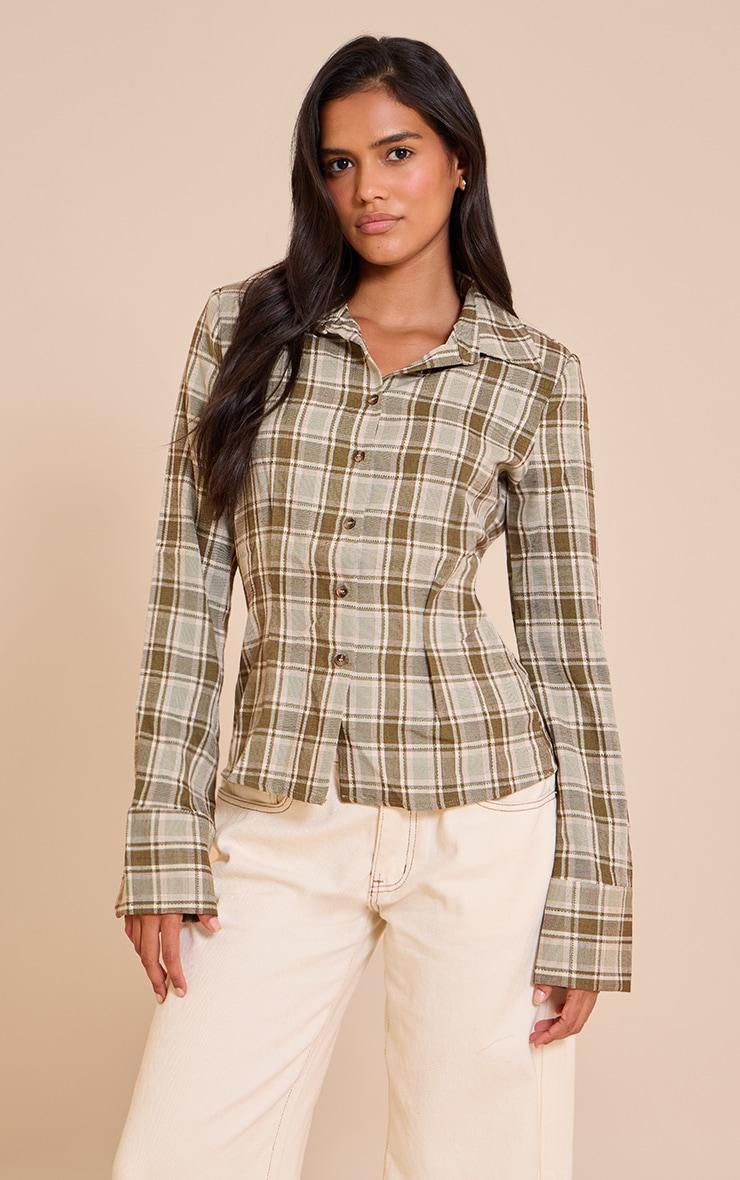 Green Fitted Check Shirt Product Image