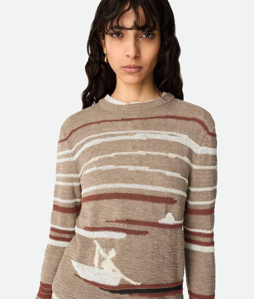 Women's Linen And Cotton Sweater in Stonemel/maple/chalk Product Image