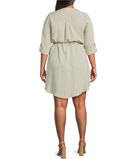 Blu Pepper Plus Size 3/4 Sleeve Belted Mini Dress Product Image