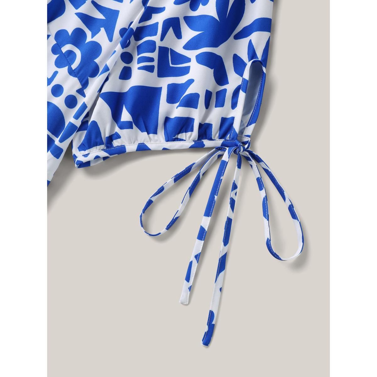 Plus Size Floral Abstract Print Pockets Midi Dress Multicolor Women V-neck Sleeveless Curvy BloomChic 22-24/3X Product Image