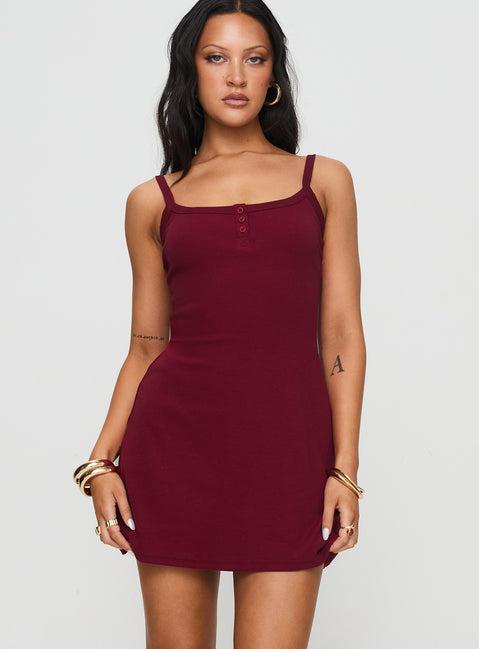 Baseline Rib Mini Dress Red Product Image
