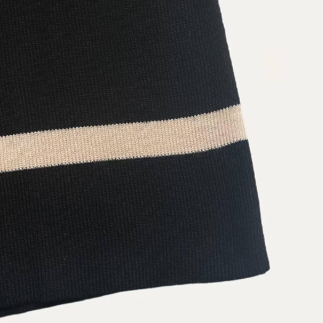 Chic Black Knit Top Wide-Leg Pants Two Piece Set Product Image