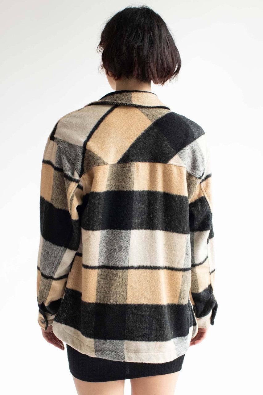 Oversized Black & Tan Plaid Jacket Product Image