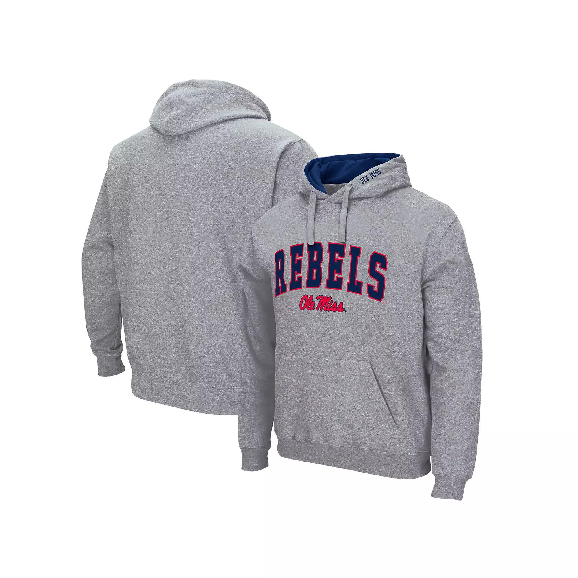 Men's Colosseum Heather Gray Ole Miss Rebels Arch & Logo 3.0 Pullover Hoodie,  Product Image