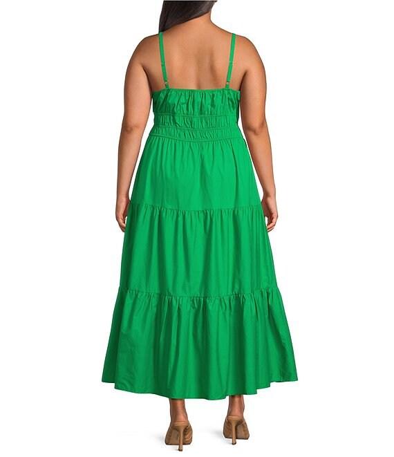Layered With Love Plus Size Square Neck Elastic Waist Cotton Poplin Sleeveless Maxi Dress Product Image