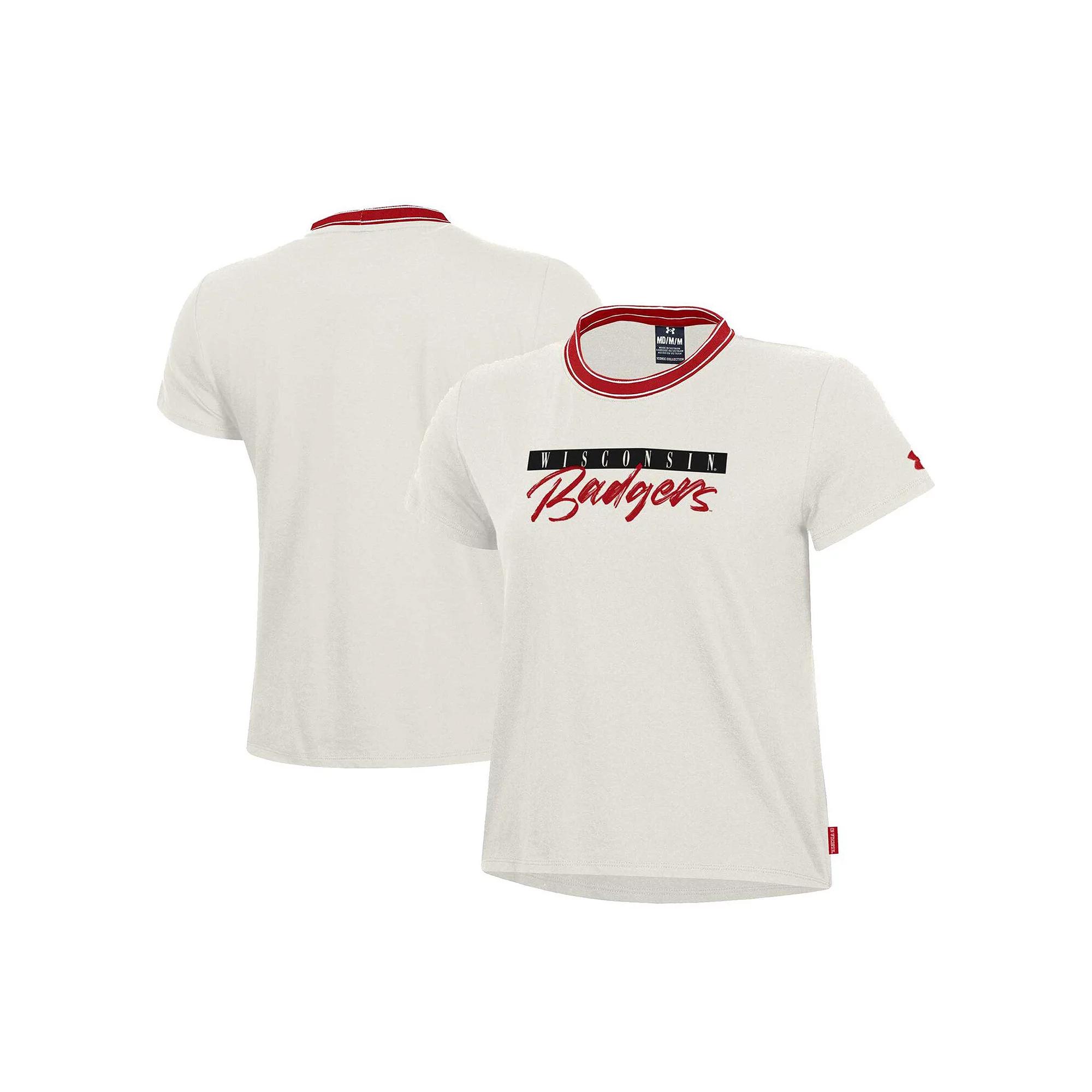 Women's Under Armour White Wisconsin Badgers Iconic T-Shirt,  Product Image